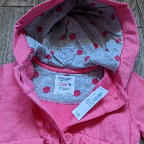[KIDS 2/$30] NWT Baby Girl (12-18M) - OLD NAVY Cinched Waist Button up Hoodie - Picture 5 of 9